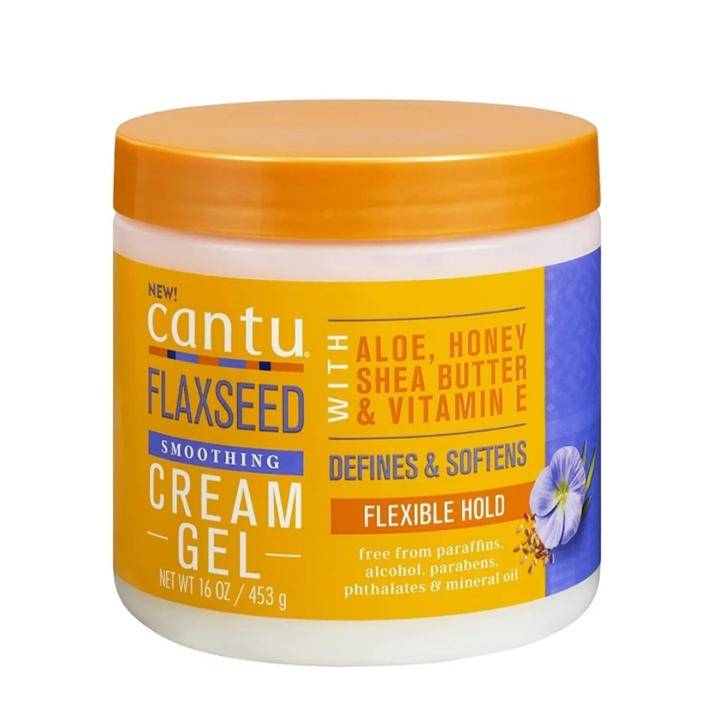 Cantu Flaxseed Styling Cream Gel with Aloe Honey Shea Butter & Vitamin E 16 oz